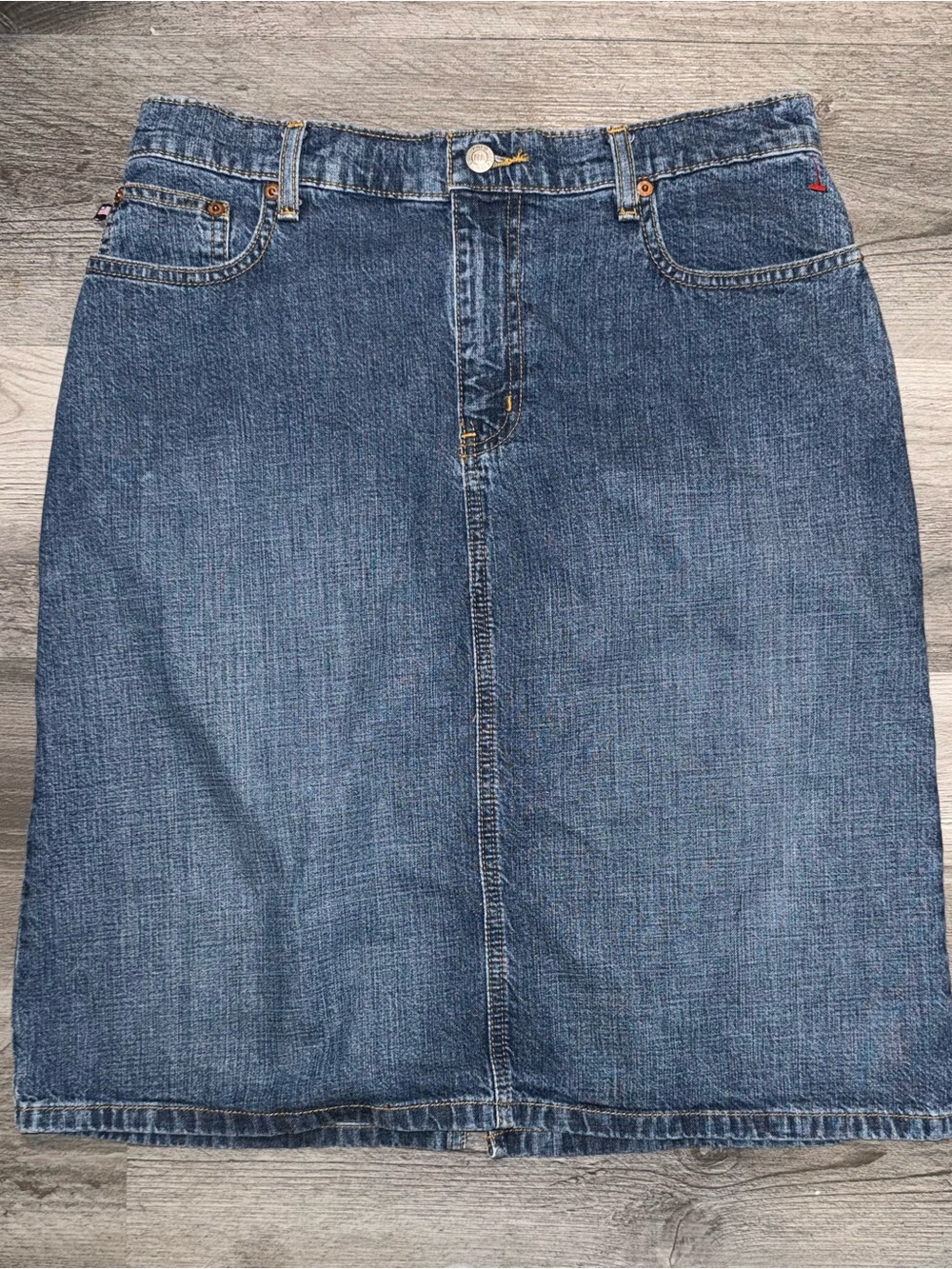Polo Ralph Lauren Preppy Western Denim Knee Length Skirt with Slit Size 6